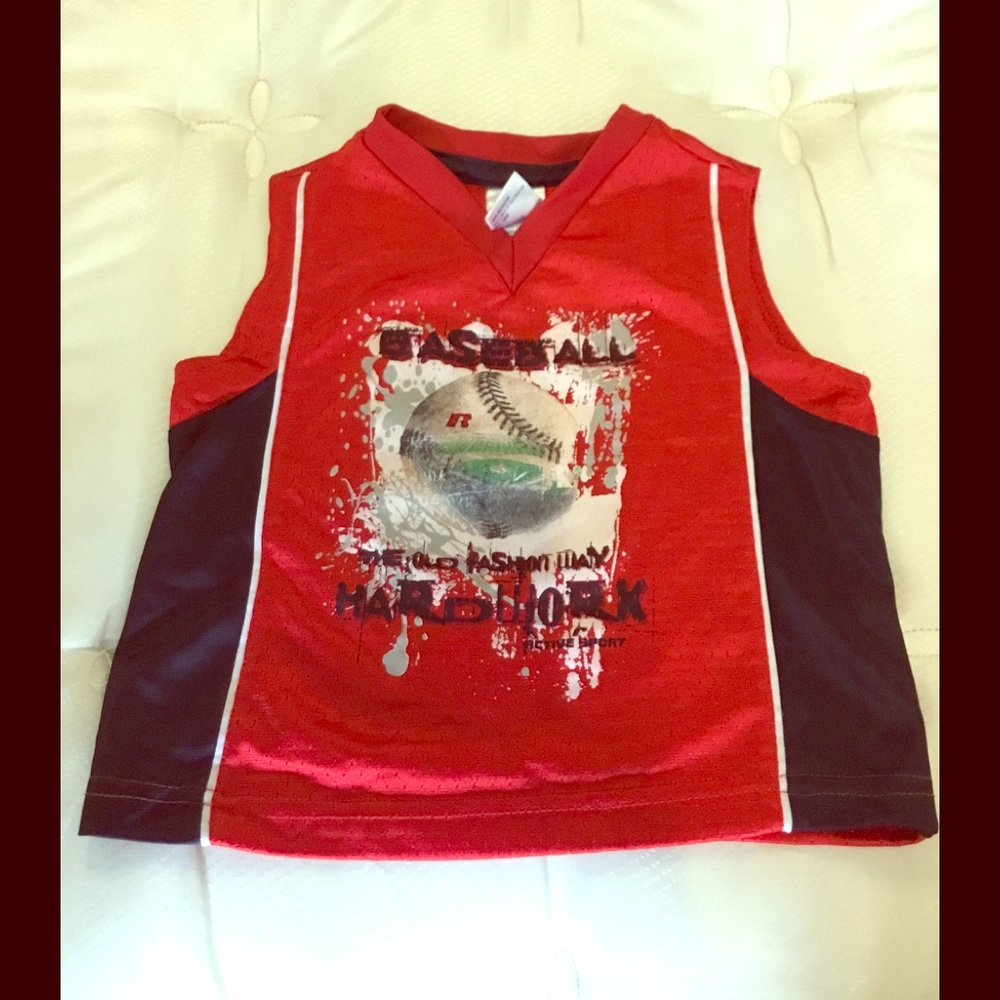 Russell 2T Boys Baseball Tank Top Red W/Black